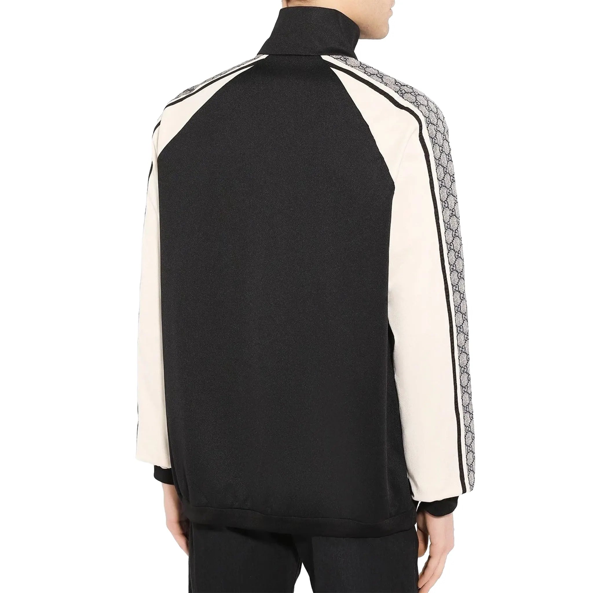 Back View of Preloved - Gucci GG Print Technical Jersey Tapered Black Track Jacket 545601-XJACZ-1093